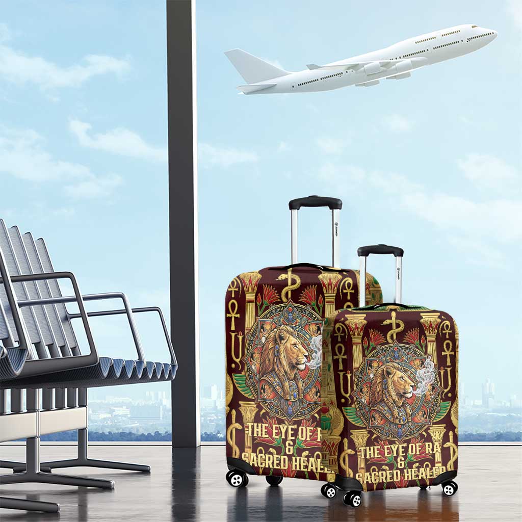 Sekhmet Luggage Cover with Eye of Ra and Sacred Lion Symbol in Egyptian Healer