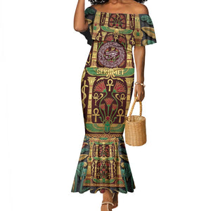 Sekhmet Mermaid Dress with Eye of Ra and Sacred Lion Symbol in Egyptian Healer