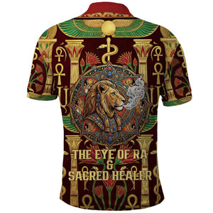 Sekhmet Polo Shirt with Eye of Ra and Sacred Lion Symbol in Egyptian Healer