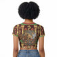 Sekhmet Raglan Cropped T shirt with Eye of Ra and Sacred Lion Symbol in Egyptian Healer