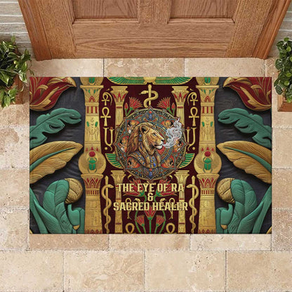 Sekhmet Rubber Doormat with Eye of Ra and Sacred Lion Symbol in Egyptian Healer