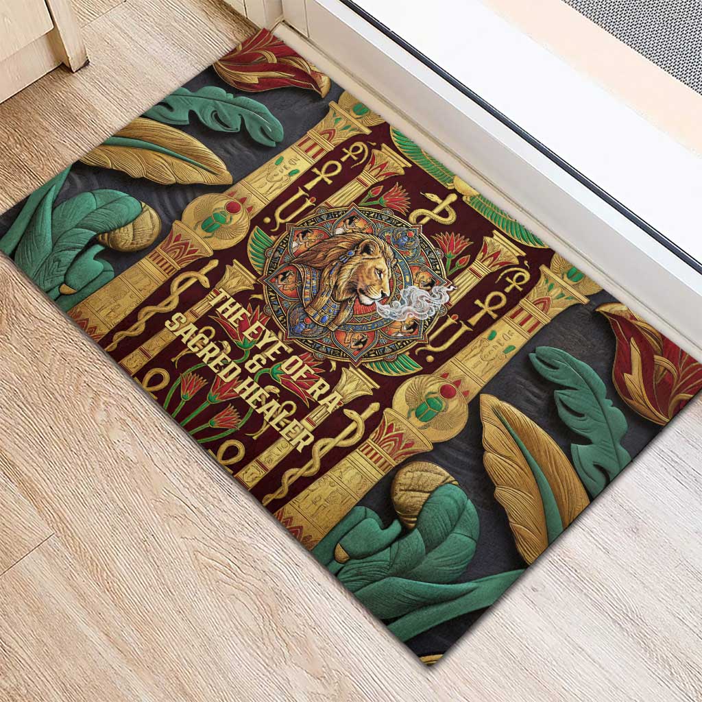 Sekhmet Rubber Doormat with Eye of Ra and Sacred Lion Symbol in Egyptian Healer