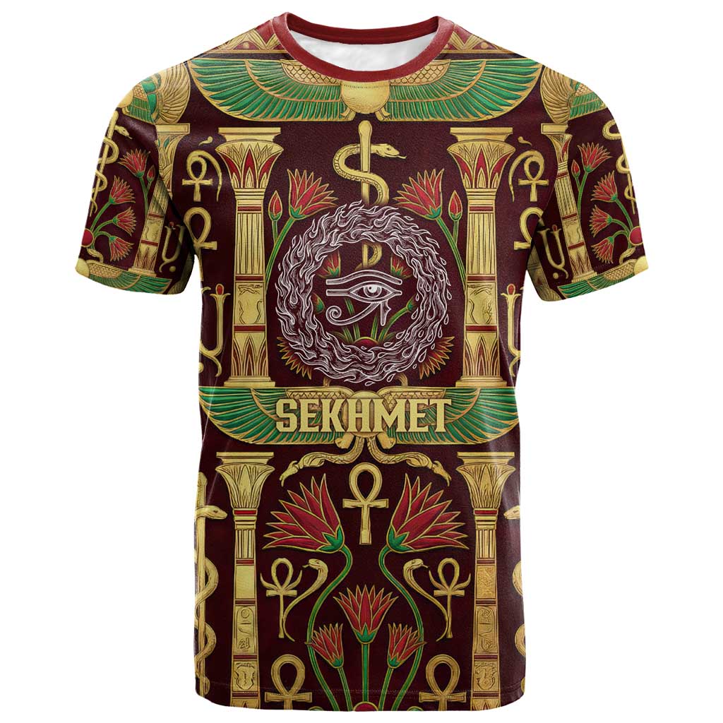 Sekhmet T shirt with Eye of Ra and Sacred Lion Symbol in Egyptian Healer