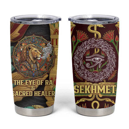 Sekhmet Tumbler Cup with Eye of Ra and Sacred Lion Symbol in Egyptian Healer
