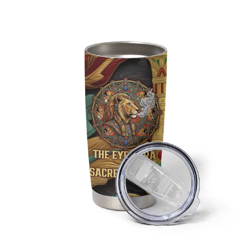 Sekhmet Tumbler Cup with Eye of Ra and Sacred Lion Symbol in Egyptian Healer