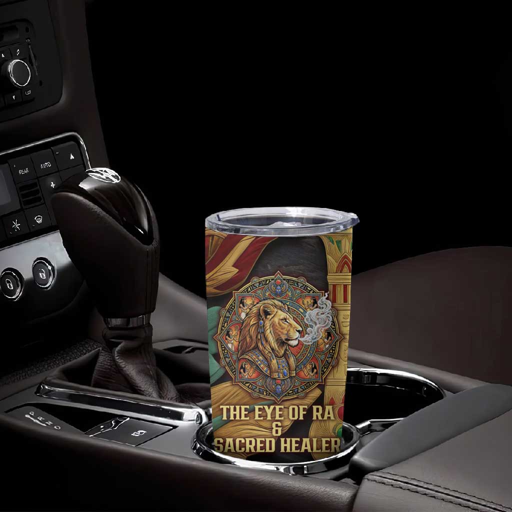 Sekhmet Tumbler Cup with Eye of Ra and Sacred Lion Symbol in Egyptian Healer