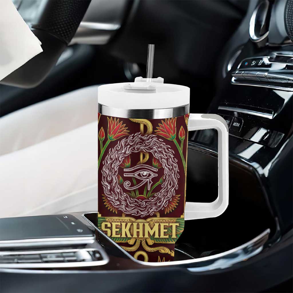 Sekhmet Tumbler With Handle with Eye of Ra and Sacred Lion Symbol in Egyptian Healer