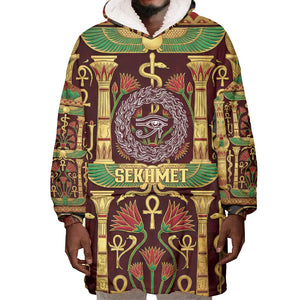 Sekhmet Wearable Blanket Hoodie with Eye of Ra and Sacred Lion Symbol in Egyptian Healer