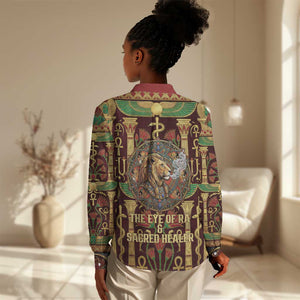 Sekhmet Women Casual Shirt with Eye of Ra and Sacred Lion Symbol in Egyptian Healer