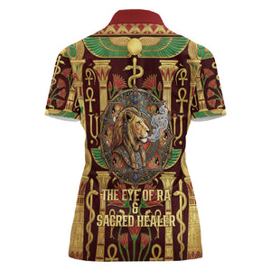 Sekhmet Women Polo Shirt with Eye of Ra and Sacred Lion Symbol in Egyptian Healer