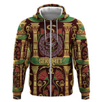 Sekhmet Zip Hoodie with Eye of Ra and Sacred Lion Symbol in Egyptian Healer