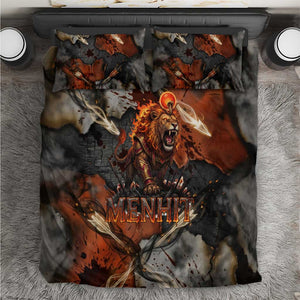 Menhit Egyptian Bedding Set Warrior Goddess Fiery Lion Eye Arrows and Blood Battle