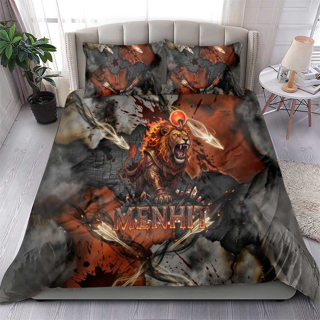 Menhit Egyptian Bedding Set Warrior Goddess Fiery Lion Eye Arrows and Blood Battle