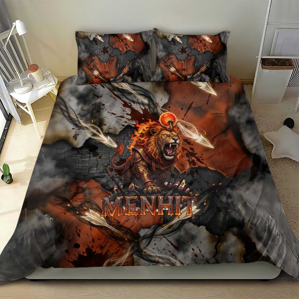 Menhit Egyptian Bedding Set Warrior Goddess Fiery Lion Eye Arrows and Blood Battle