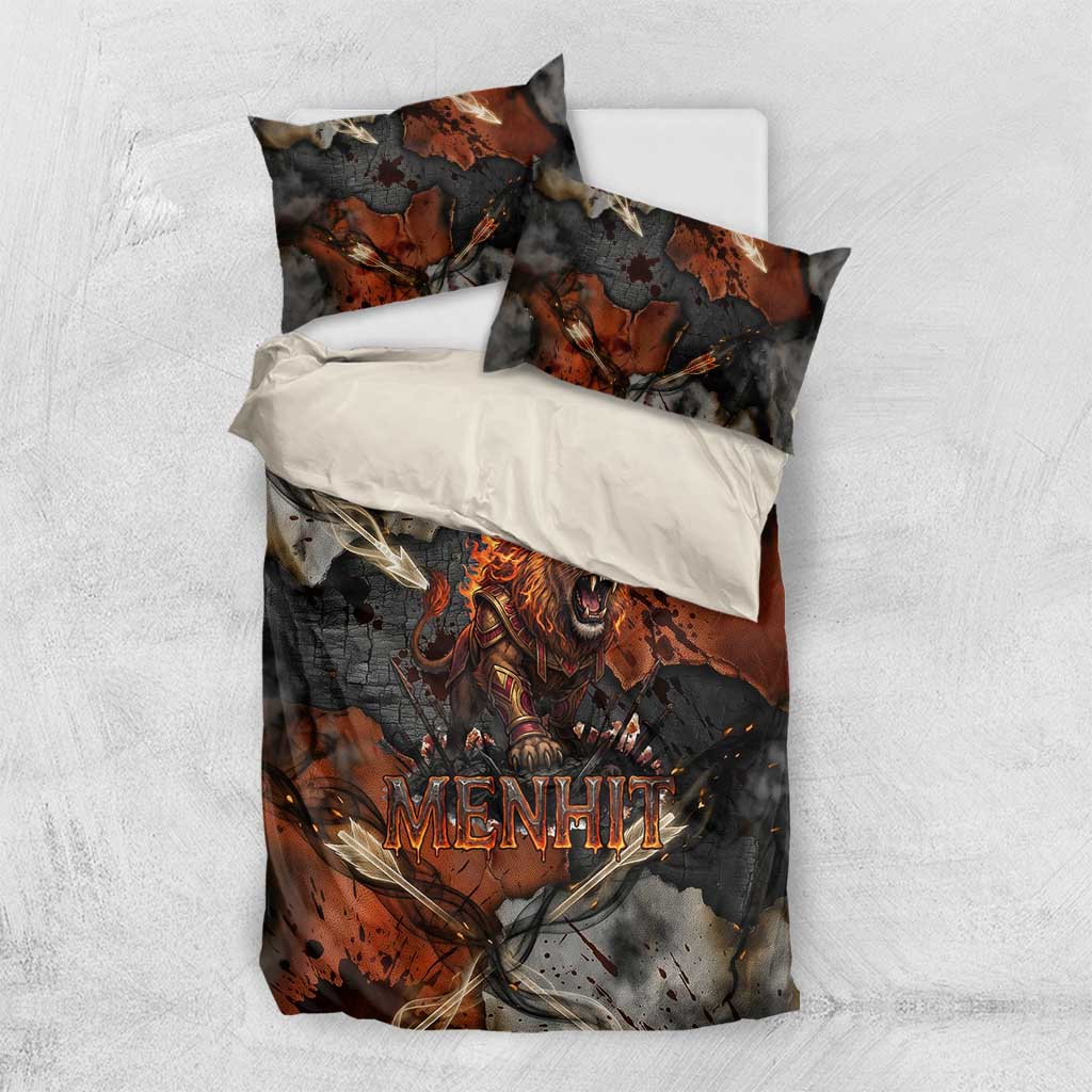 Menhit Egyptian Bedding Set Warrior Goddess Fiery Lion Eye Arrows and Blood Battle