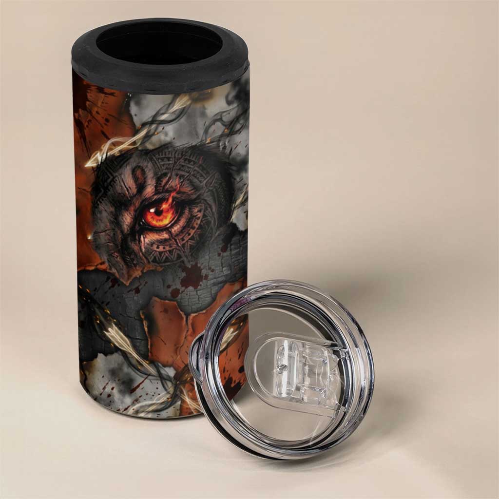 Menhit Egyptian 4 in 1 Can Cooler Tumbler Warrior Goddess Fiery Lion Eye Arrows and Blood Battle