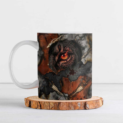 Menhit Egyptian Ceramic Mug Warrior Goddess Fiery Lion Eye Arrows and Blood Battle