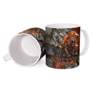 Menhit Egyptian Ceramic Mug Warrior Goddess Fiery Lion Eye Arrows and Blood Battle