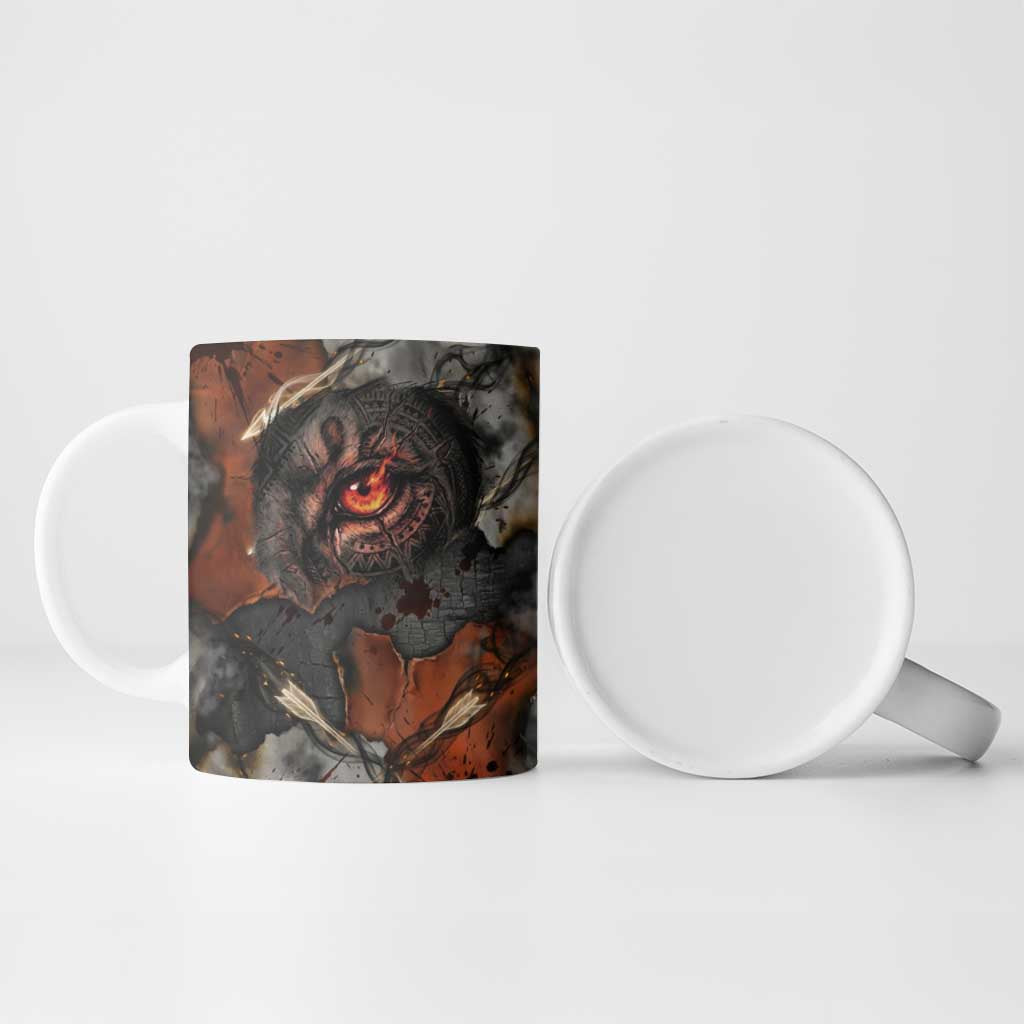 Menhit Egyptian Ceramic Mug Warrior Goddess Fiery Lion Eye Arrows and Blood Battle