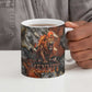 Menhit Egyptian Ceramic Mug Warrior Goddess Fiery Lion Eye Arrows and Blood Battle