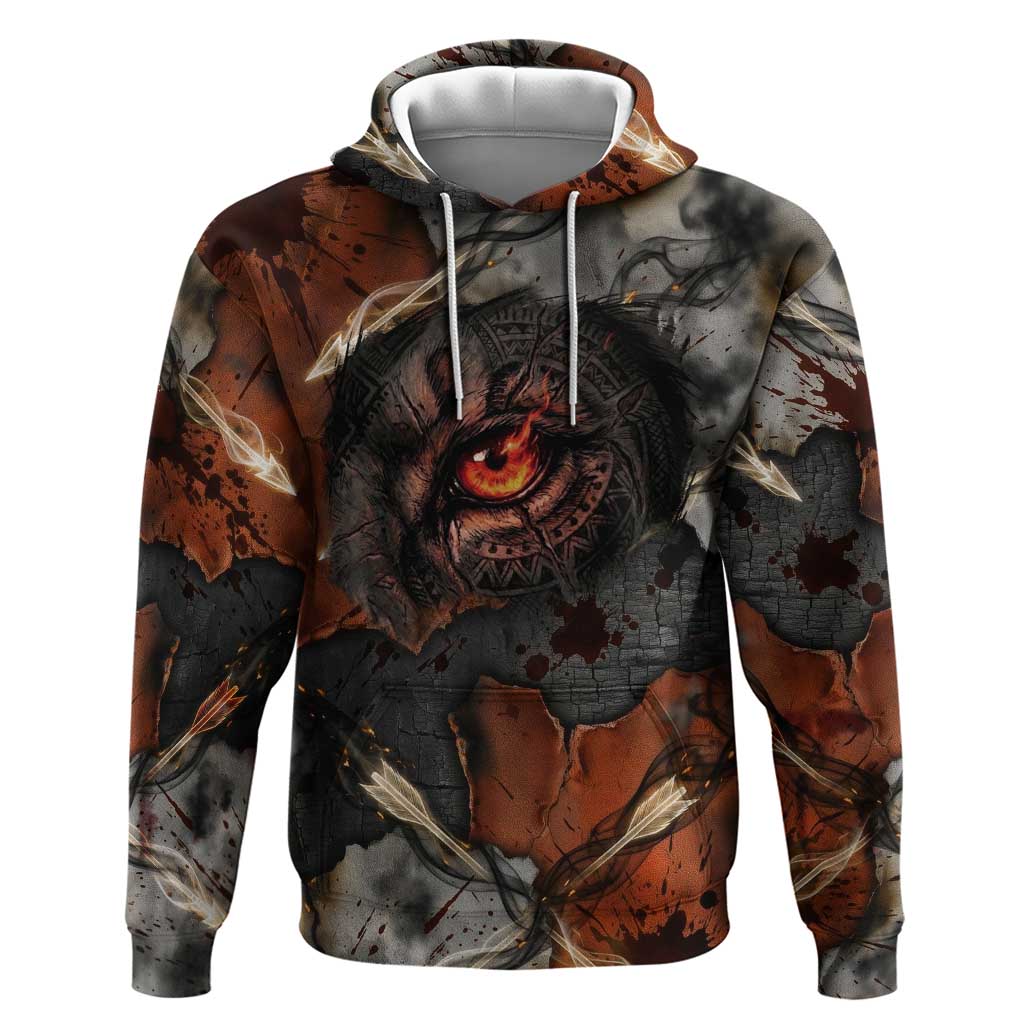 Menhit Egyptian Hoodie Warrior Goddess Fiery Lion Eye Arrows and Blood Battle