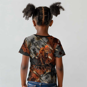 Menhit Egyptian Kid T shirt Warrior Goddess Fiery Lion Eye Arrows and Blood Battle