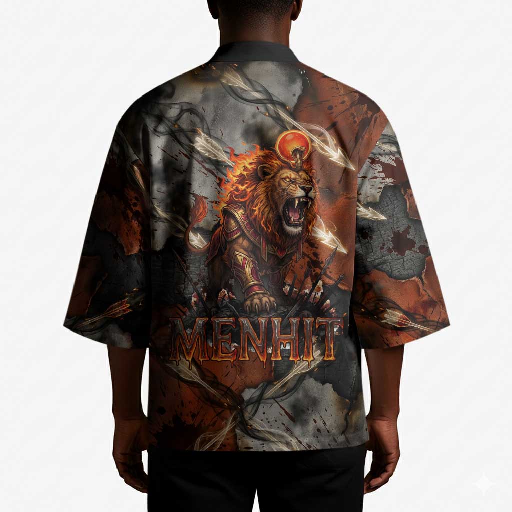 Menhit Egyptian Kimono Warrior Goddess Fiery Lion Eye Arrows and Blood Battle