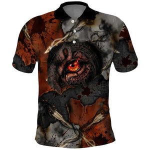 Menhit Egyptian Polo Shirt Warrior Goddess Fiery Lion Eye Arrows and Blood Battle