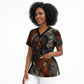 Menhit Egyptian Scrub Top Warrior Goddess Fiery Lion Eye Arrows and Blood Battle