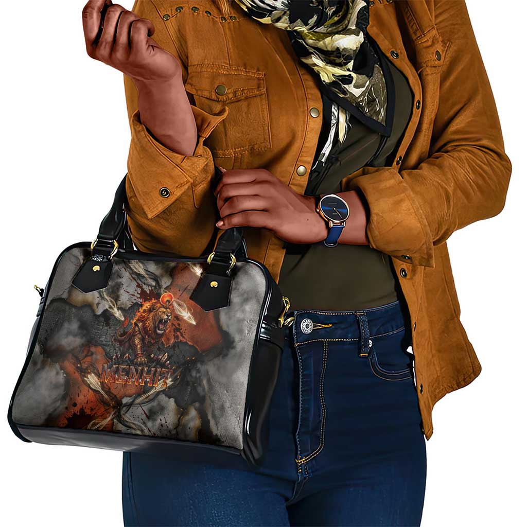 Menhit Egyptian Shoulder Handbag Warrior Goddess Fiery Lion Eye Arrows and Blood Battle