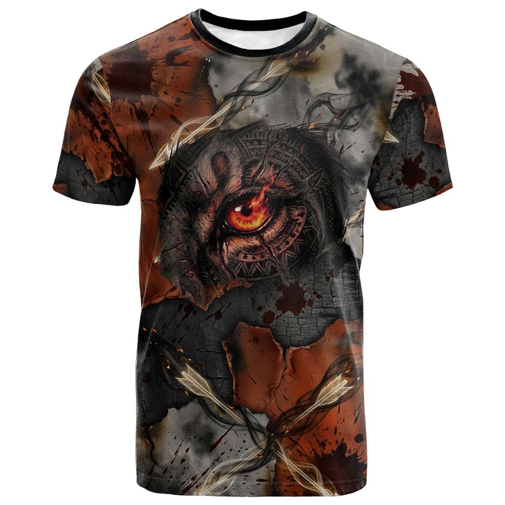 Menhit Egyptian T shirt Warrior Goddess Fiery Lion Eye Arrows and Blood Battle