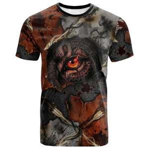 Menhit Egyptian T shirt Warrior Goddess Fiery Lion Eye Arrows and Blood Battle
