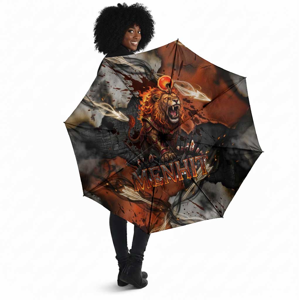Menhit Egyptian Umbrella Warrior Goddess Fiery Lion Eye Arrows and Blood Battle