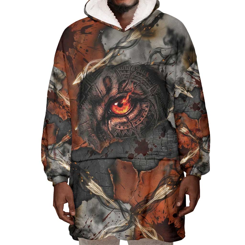 Menhit Egyptian Wearable Blanket Hoodie Warrior Goddess Fiery Lion Eye Arrows and Blood Battle
