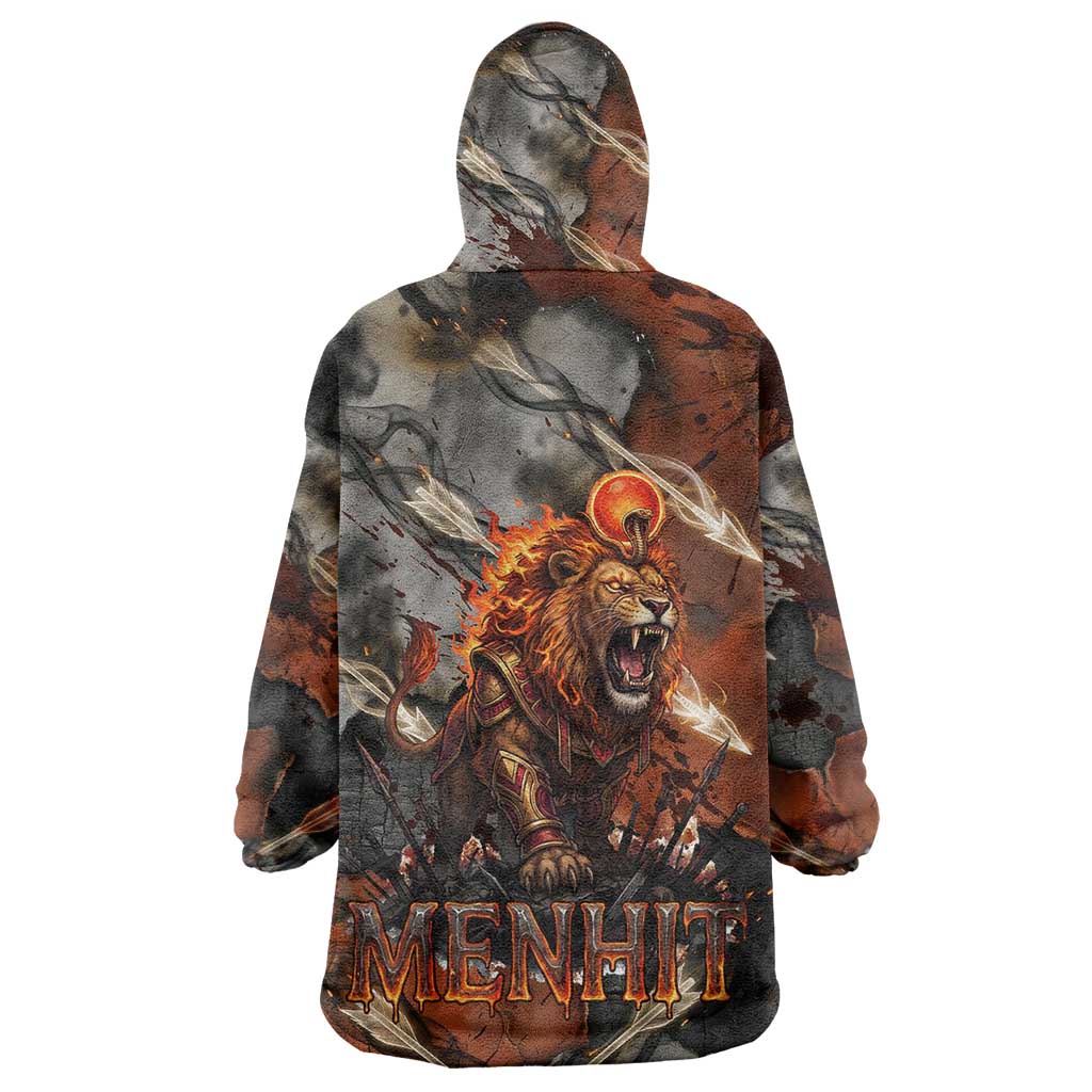 Menhit Egyptian Wearable Blanket Hoodie Warrior Goddess Fiery Lion Eye Arrows and Blood Battle