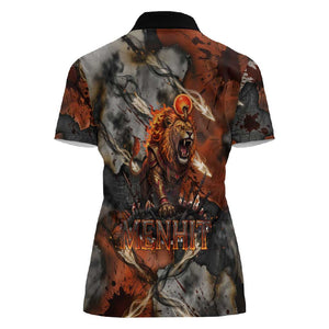Menhit Egyptian Women Polo Shirt Warrior Goddess Fiery Lion Eye Arrows and Blood Battle
