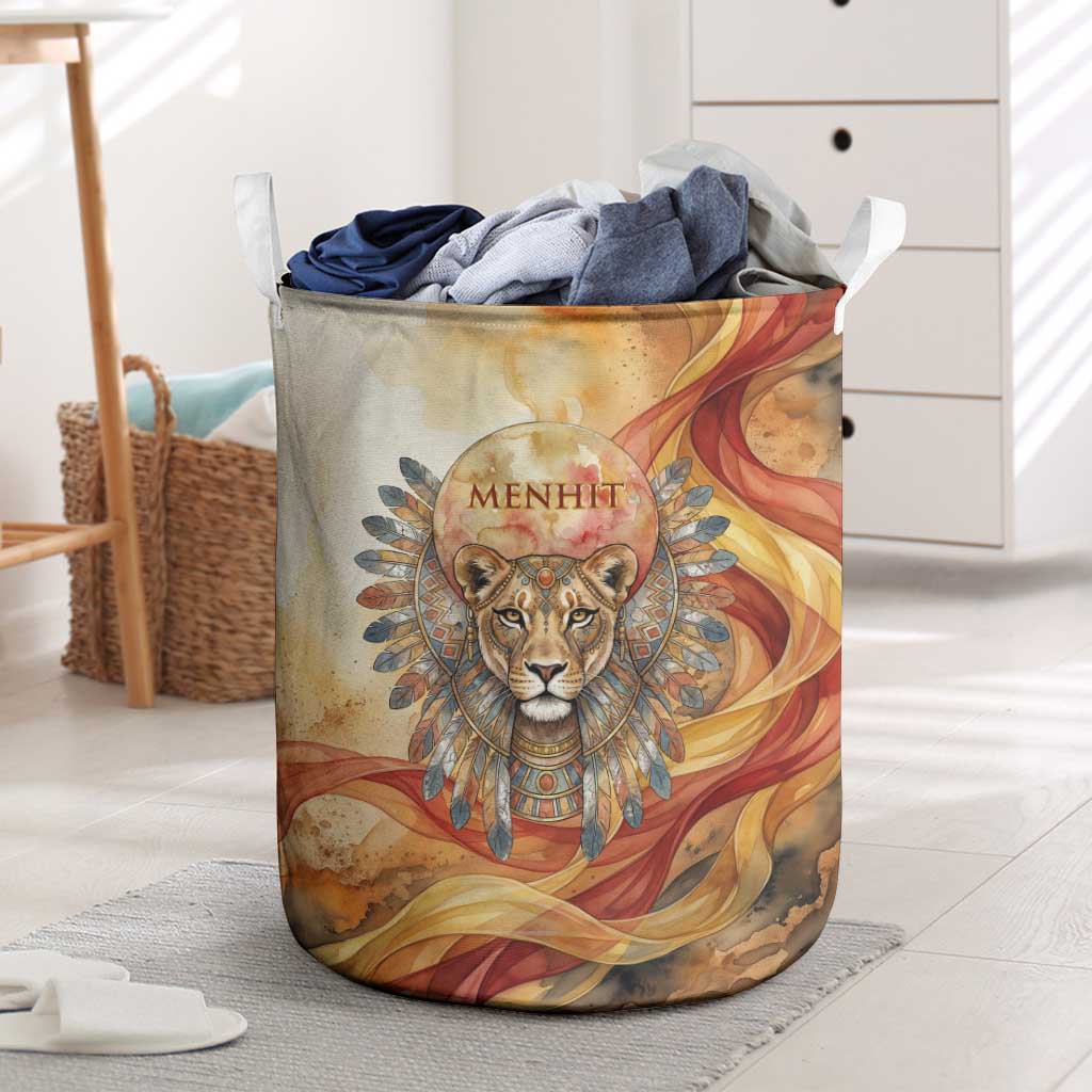 Menhit Laundry Basket Lioness Warrior Goddess Uraeus Serpent Fire and Feathers Ancient Egyptian