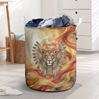 Menhit Laundry Basket Lioness Warrior Goddess Uraeus Serpent Fire and Feathers Ancient Egyptian