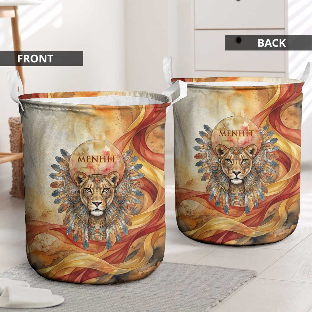 Menhit Laundry Basket Lioness Warrior Goddess Uraeus Serpent Fire and Feathers Ancient Egyptian