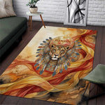 Menhit Area Rug Lioness Warrior Goddess Uraeus Serpent Fire and Feathers Ancient Egyptian