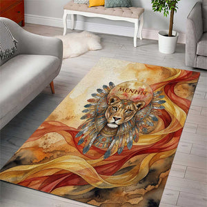 Menhit Area Rug Lioness Warrior Goddess Uraeus Serpent Fire and Feathers Ancient Egyptian