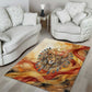 Menhit Area Rug Lioness Warrior Goddess Uraeus Serpent Fire and Feathers Ancient Egyptian