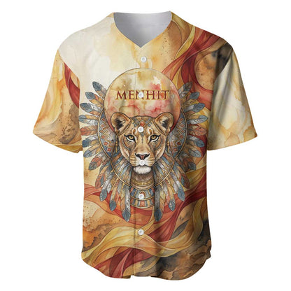 Menhit Baseball Jersey Lioness Warrior Goddess Uraeus Serpent Fire and Feathers Ancient Egyptian