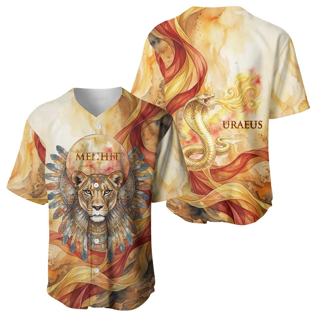 Menhit Baseball Jersey Lioness Warrior Goddess Uraeus Serpent Fire and Feathers Ancient Egyptian