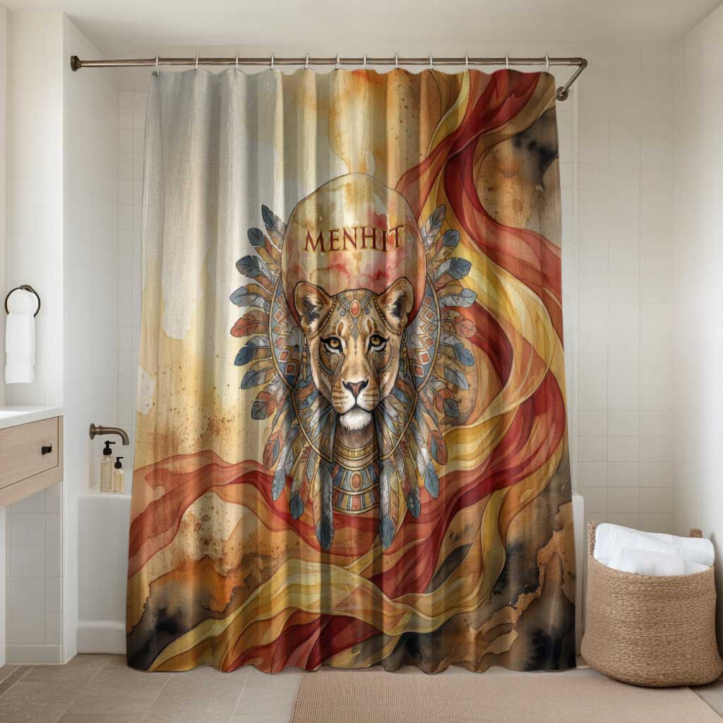 Menhit Bathroom Set Lioness Warrior Goddess Uraeus Serpent Fire and Feathers Ancient Egyptian