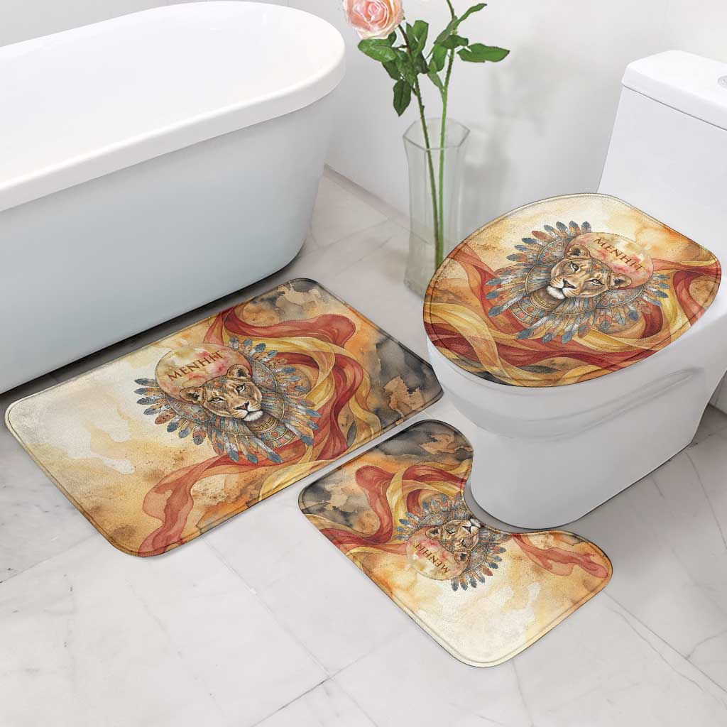 Menhit Bathroom Set Lioness Warrior Goddess Uraeus Serpent Fire and Feathers Ancient Egyptian