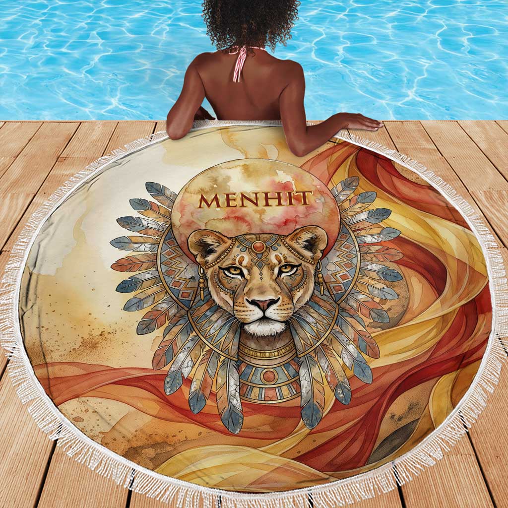 Menhit Beach Blanket Lioness Warrior Goddess Uraeus Serpent Fire and Feathers Ancient Egyptian