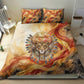 Menhit Bedding Set Lioness Warrior Goddess Uraeus Serpent Fire and Feathers Ancient Egyptian
