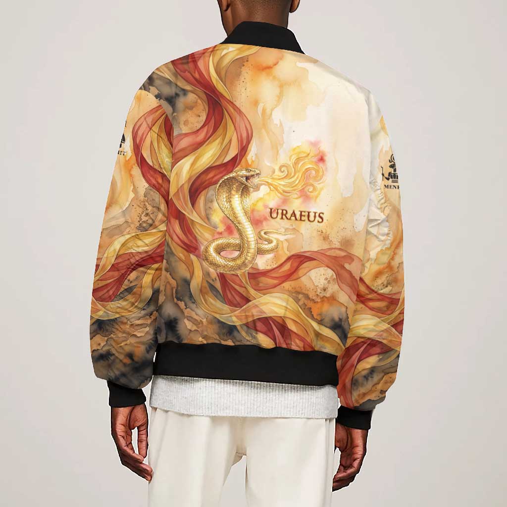 Menhit Bomber Jacket Lioness Warrior Goddess Uraeus Serpent Fire and Feathers Ancient Egyptian