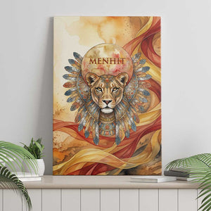Menhit Canvas Wall Art Lioness Warrior Goddess Uraeus Serpent Fire and Feathers Ancient Egyptian